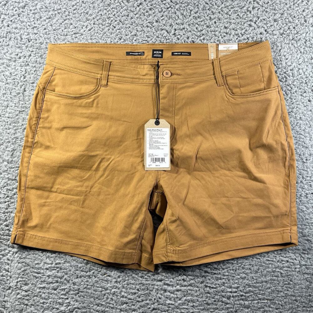 NWT Prana Halle Short Plus II Women's 18W Earthbound Brown 7" Inseam Hiking